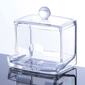 Wattenstaafjes houder vierkant - opslag Stand organizer Box Cosmetische Make up Case- Met deksel