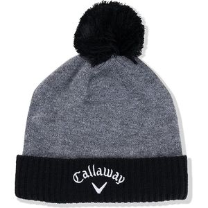 Callaway - Pom Pom Beanie - Grijs Zwart - Acryl Buitenzijde - Fleece Binnenkant
