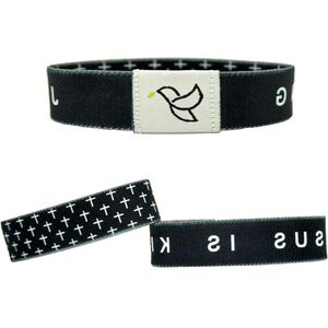 Armband met bijbelvers verstelbaar zwart met vredesmotief - dagelijkse inspiratie gelovige vrouwen - Meerkleurig XL .