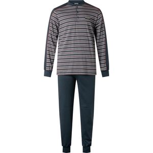 Gentlemen heren pyjama licht geruwd | MAAT XL | Knoop | Fijnstreep marine/rood