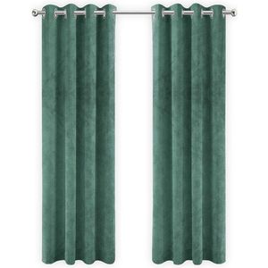 LW collection  - gordijnen - groen velvet - kant en klaar - fluweel - 290x245cm