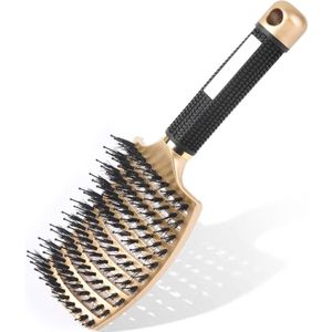 Haarborstel, Zwijnenhaar-peddel-haarborstel Voor Vrouwen, Zachte Massage-haarkam, Ontwarren Haarborstel Voor Lang Dik Krullend Haar, Verminderen Van Haarbreuk En Kroezen