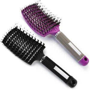 Wildzwijnborstels - Haarverzorging - set van 2 - zwart en paars