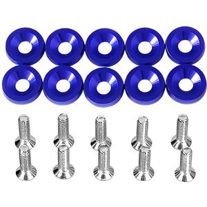 10 stuks M6 aluminium spatbordschijven - blauw - universele motorruimte dressing up kit .