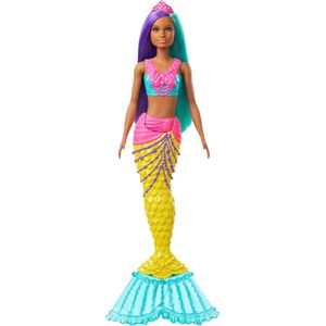 Barbie Dreamtopia Zeemeermin met blauwgroen en paars haar - Barbiepop