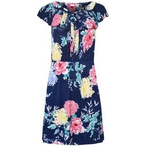 Dames Korte Jurk - Bloemenprint - Marineblauw (828)