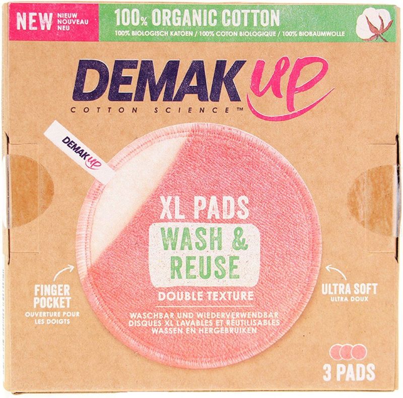 Demak'up - Wasbare Wattenschijfjes - 100% Biologisch Katoen - 3 Stuks