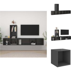 vidaXL TV-meubelset - hoogglans grijs - spaanplaat - 37 x 37 x 37 cm - 107 cm - 142.5 cm - Kast