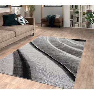 Flycarpets Lima Vloerkleed - 120x170 cm - Grijs - Polypropyleen - Voor binnen - Designer - Rechthoek - Modern - Woonkamer - Laagpolig