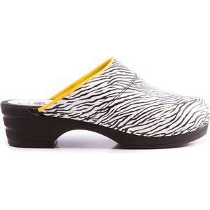 Moofs Dames Klompen Zebra Maat 37 - - Flexibele PU Zool - Geluidloos