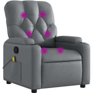 vidaXL - Massagestoel - Grijs - Kunstleer