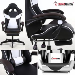 Herzberg HG-8082: Driekleurige Gaming- En Bureaustoel Met T-vormig Accent Rood