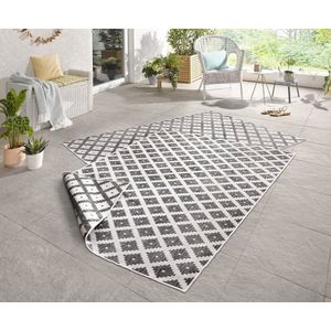 Flycarpets Omkeerbaar Vloerkleed - Binnen & Buitenkleed Nizza- Grijs / Creme - 80x150 cm