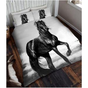Zwart Paard Lits Jumeaux dekbedovertrek - Paarden dekbed 240 x 200/220 cm