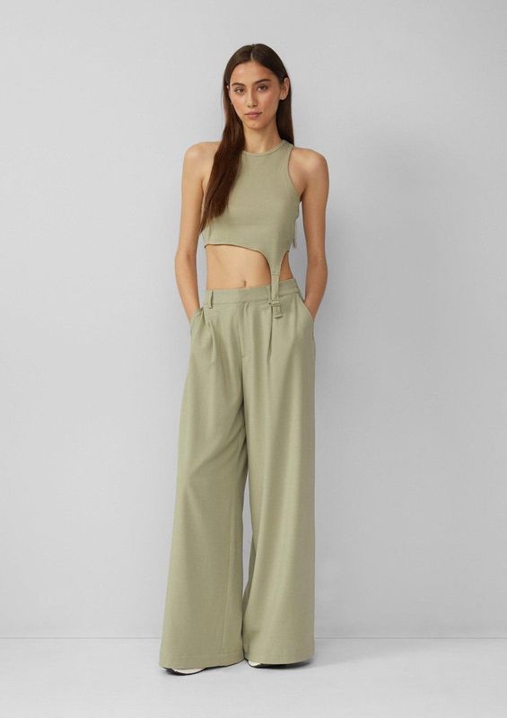 QS - Harembroek - Lichtgroen - Wide Leg - Mid Waist - Lang