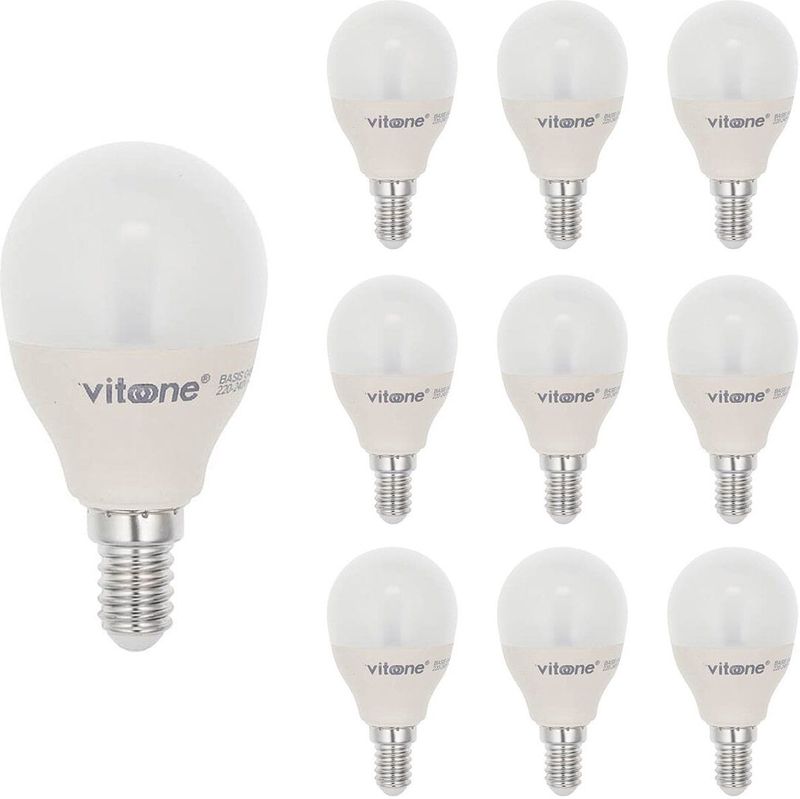 VITO LED Kogellamp G45 E14 - 5W (vervangt 40W) - 403lm - 4000K - 220-240V - Ø45mm - Energiezuinig - 10 stuks
