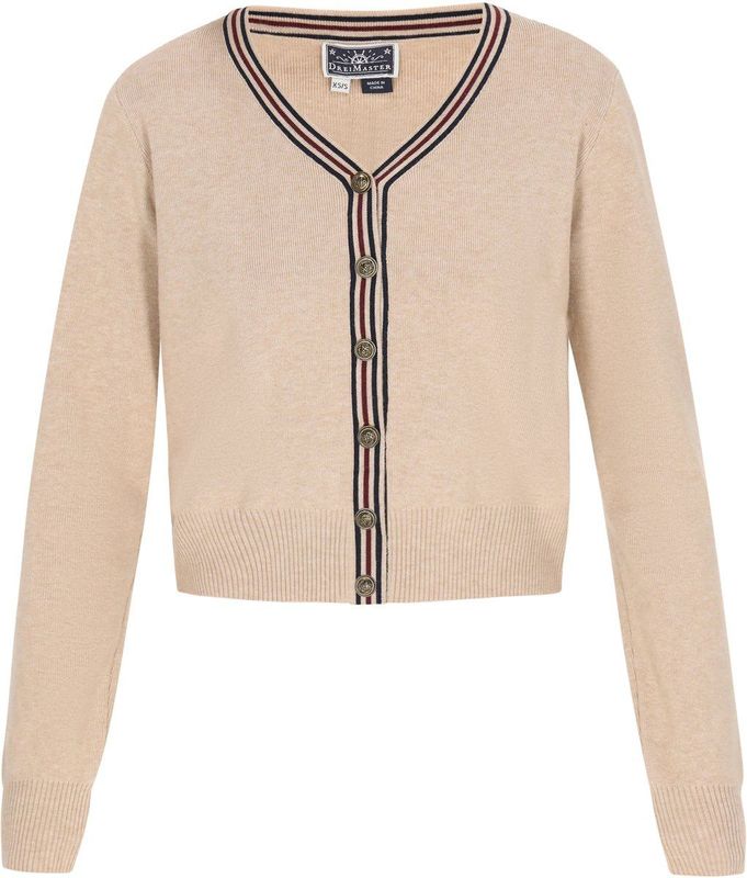 DreiMaster - Maritim - Gebreid Vest - Beige / Zwart / Wit