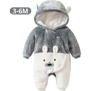 Livano Romper - Berenpakje Baby - Winterpak - Onesie - Teddy - Pakje - Jongen - Meisje - 3-6 Maanden - Grijs