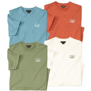 ATLAS FOR MEN - Set van 4 effen T-shirts van katoen - Heren - Verkrijgbaar in grote maten - L