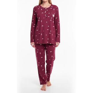 FINE WOMAN® 2317 Gevoerde Pyjama met fleece M 36-38 donkerrood