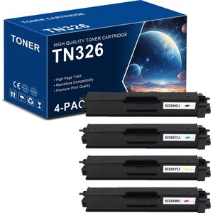 4-pack | Brother TN-326 / TN326 BKCMY - Alternatieve Toners - Geschikt voor DCP-L8400, L8400CDW, L8400CDN, L8450, L8450CDW, HL-L8250, L8250CDN, L8350, L8350CDW, MFC-L8650, L8650CDW, L8850, L8850CDW