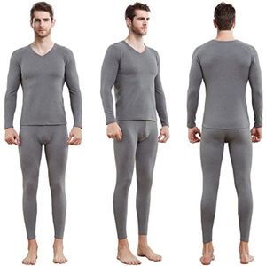 Heren Thermisch Ondergoed - Fleece Binnenvoering - Functioneel Ondergoed voor Winter - Warm en Ademend - Lange Mouwen - Ideaal voor Skiën en Hardlopen