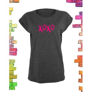 Grijs shirt met print XOXO | Grijs / 5XL (54)