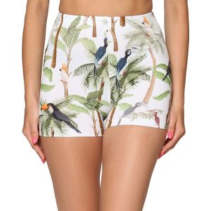 Merry Style Dames Leggings - Sport - Vrijetijdsbroek - Korte - Katoen - Wit/Palmen/Toucans - XS - MS-MS10-407-LE