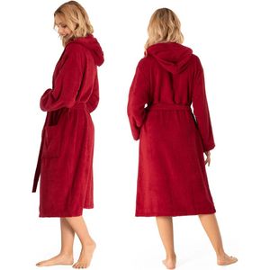 Damesbadjas, 100% katoen, XS, S, M, L, XL, damesbadjas met capuchon, 2 zakken, riem
