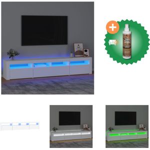vidaXL Tv-meubel met LED-verlichting 210x35x40 cm wit - Kast - Inclusief Houtreiniger en verfrisser