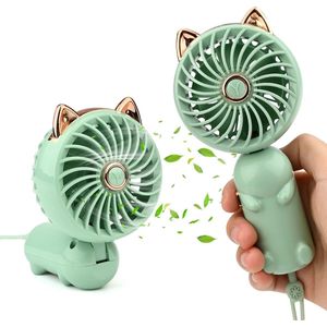 SNQ Mini Handheld Fan - Draagbaar - Opvouwbare Kleine Usb Ventilator - 3 Snelheden - Persoonlijke Kleine Tafelventilator Voor Kantoor - Binnen - 1 St - Groen