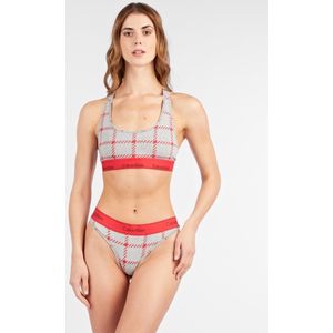 Calvin Klein Dames Ondergoed Combi Set (Maat S) Buster/String, Lingerie - Grijs/Rood