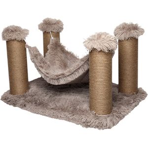 Topmast Krabpaal Fluffy Maui - Beige - 59 x 39 x 34 cm - Katten Hangmat - Made in EU - Krabpaal voor Katten - Stevig Sisal Touw