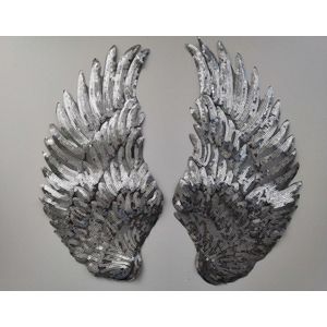 Angel Wings - zilver-stof & strijk applicatie