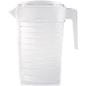 PlasticForte Waterkan/schenkkan - met deksel - 1 liter - kunststof - Limonadekan