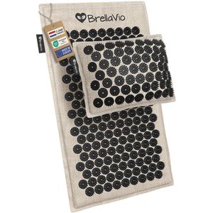 BrellaVio Spijkermat Set 2.0 - Eco/Zwart - Inclusief Spijkerkussen en Opbergtas - Acupressuur Mat - Shakti Massage