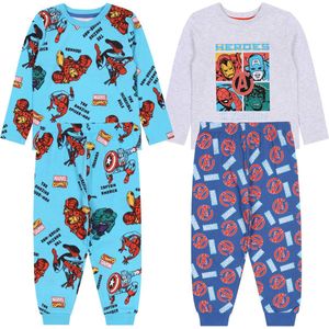 2x Blauwe-grijze pyjama met lange mouwen - MARVEL