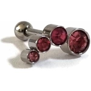 Helixpiercing met Roze kristal Steentjes