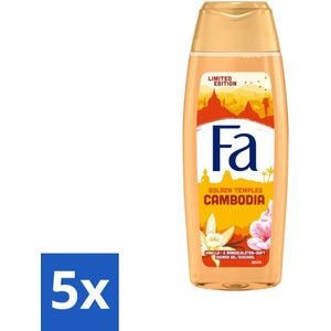 5 x Fa - Douchegel - Golden Tempels Cambodia - Exotische Geur - Verfrissend - 250 ml - Tropische Geur - Natuurlijke Ingrediënten - Milieuvriendelijk - 250 Ml