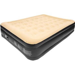 ZOVAIO luchtmatras- 24042 -  Beige & Zwart- tweepersoons luchtbed  - Opblaasbare luchtbedden-203cmx157cmx47cm-met ingebouwde elektrische pomp