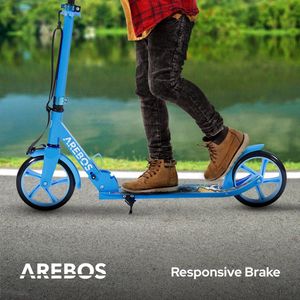 AREBOS kick scooter stadsstep kinderstep volwassen scooter blauw