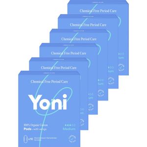 Yoni Maandverband - Medium - met vleugels - 100% Biologisch Katoen - Voordeelverpakking - 60 stuks - 6x10