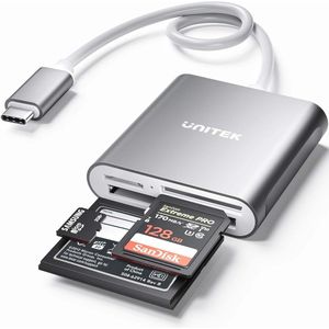 USB C SD Kaartlezer - Aluminium 3-Slot USB 3.0 voor USB C Apparaten