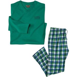 ATLAS FOR MEN - Groen geruite pyjama van katoen - Heren - Verkrijgbaar in grote maten - XXL