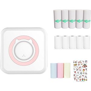 Draagbare Inktloze Fotoprinter voor Smartphone - Mini Pocket Printer met 13 Rollen Papier