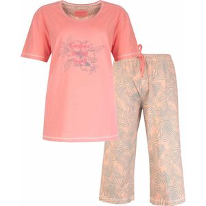Irresistible - Dames Shortama Pyjama Set – Palm print - 100% Katoen - Roze - Maat L