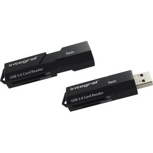 Integral - Dual-Slot Micro SD & SD USB3.0 Geheugenkaartlezer - Zwart - Compatibel met UHS-I