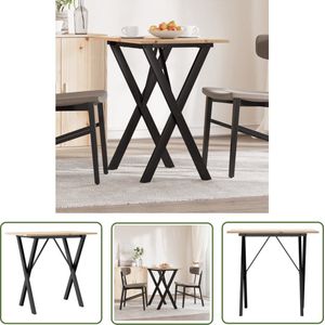 The Living Store Eettafel X-frame 80x50x75 cm massief grenenhout en gietijzer - Eetkamertafel - Houten Tafel - Grenenhouten Tafel - Landelijke Tafel - Vintage Tafel