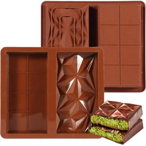 Siliconen chocoladevorm groot en diep - Set van 2 - Anti-aanbaklaag - Herbruikbaar - Multifunctioneel - Voor bonbons en taarten .