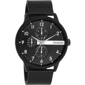 Zwarte OOZOO horloge met zwarte metalen mesh armband - C11304
